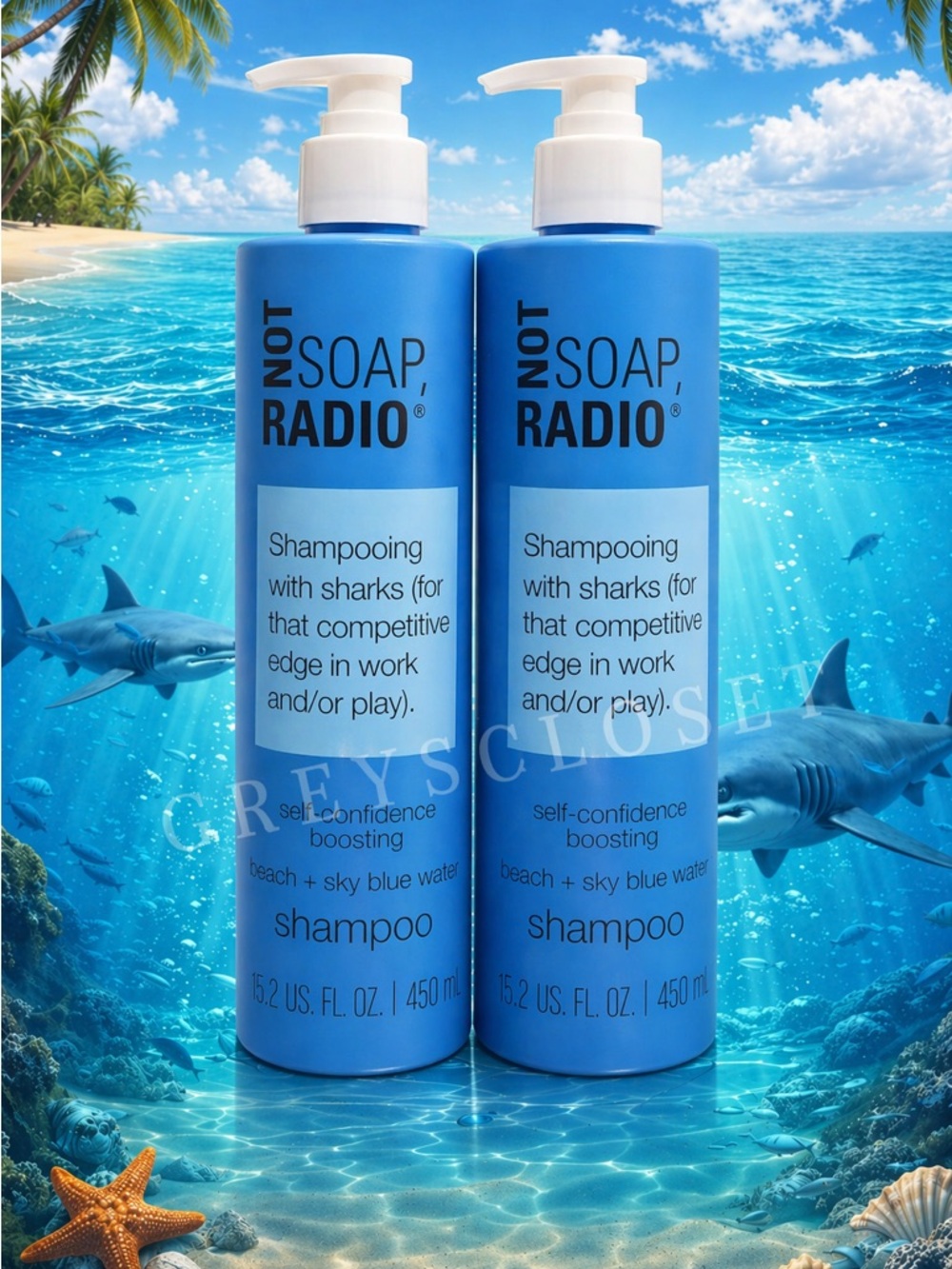 PRICE DROP‼️ NOT SOAP, RADIO Shampoo 15.2 oz Set of 2 Beach + Sky Blue Water - Picture 8 of 9